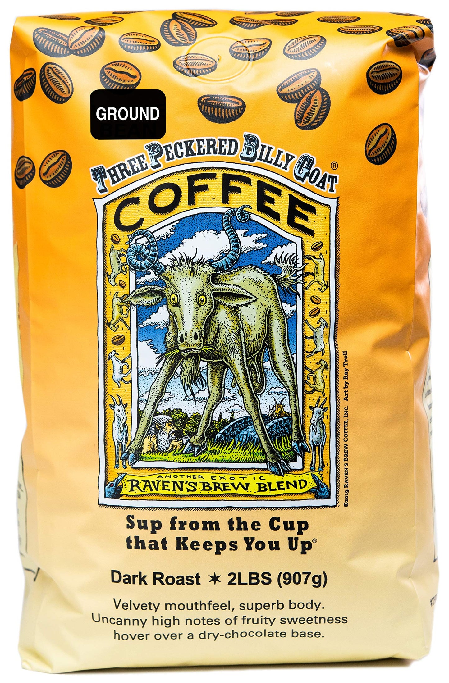 Ravens Brew Coffee Dark Roast Ground Coffee - High Caffeine - 32 Ounce (Pack of 1)