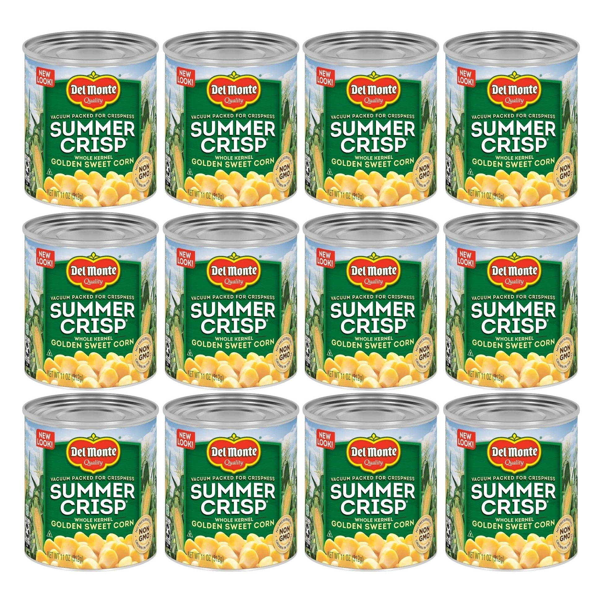 DEL MONTE SUMMER CRISP Whole Kernel Corn, Canned Vegetables, Golden Sweet Corn, 12 Pack, 11 oz Can