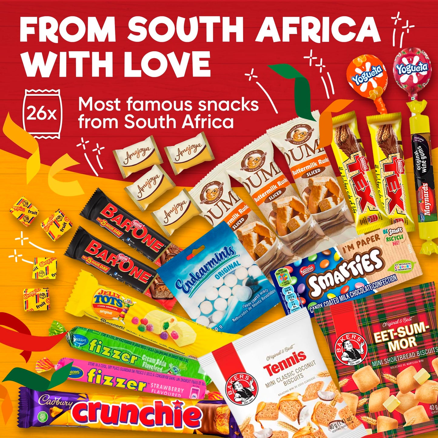 from Home Exotic South African Snacks Box - 26 Authentic  , Unique Assortment, Perfect Gift for Food Lovers