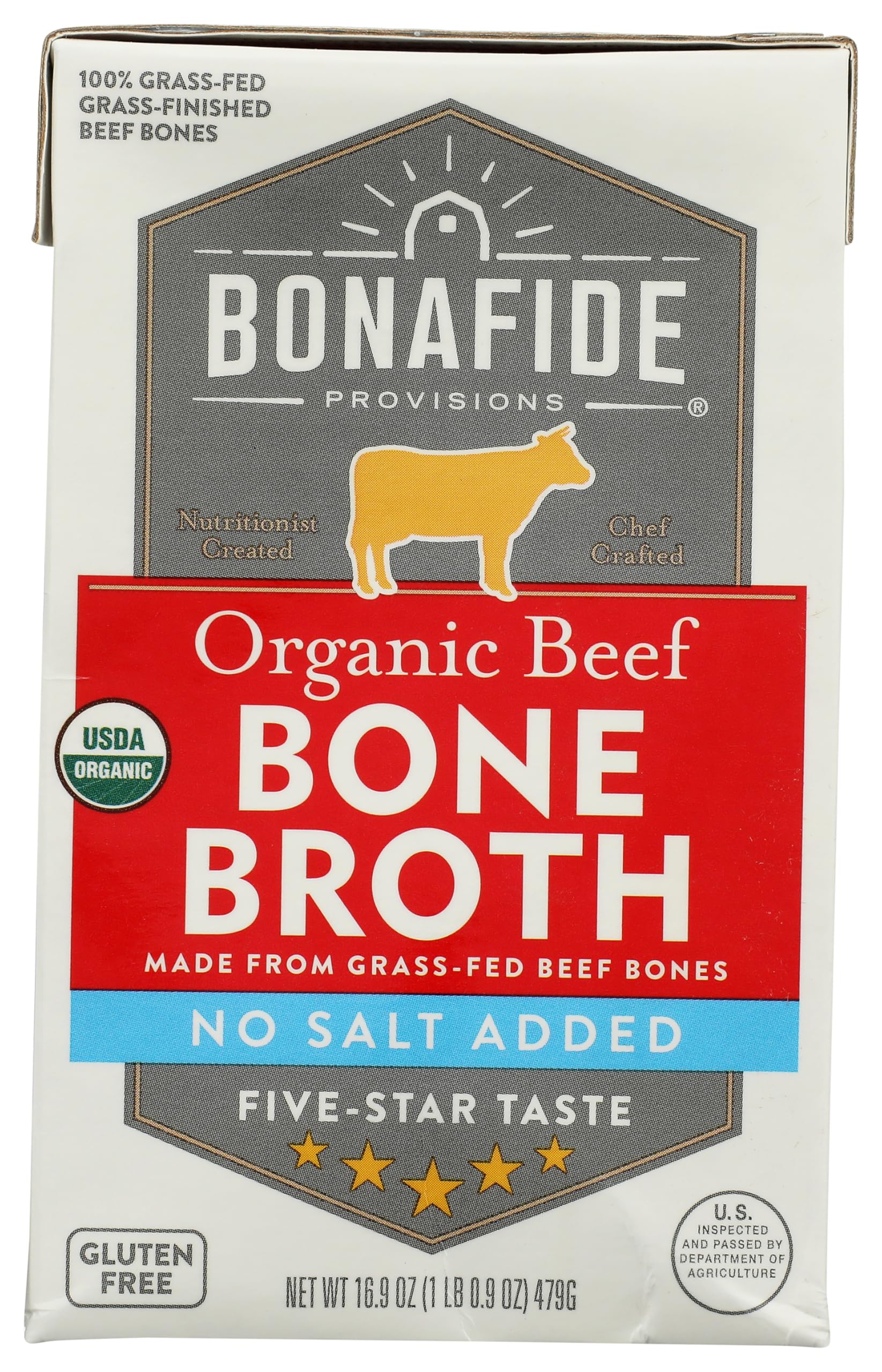 BONAFIDE PROVISIONS Organic No Salt Added Beef Bone Broth, 16.9 OZ