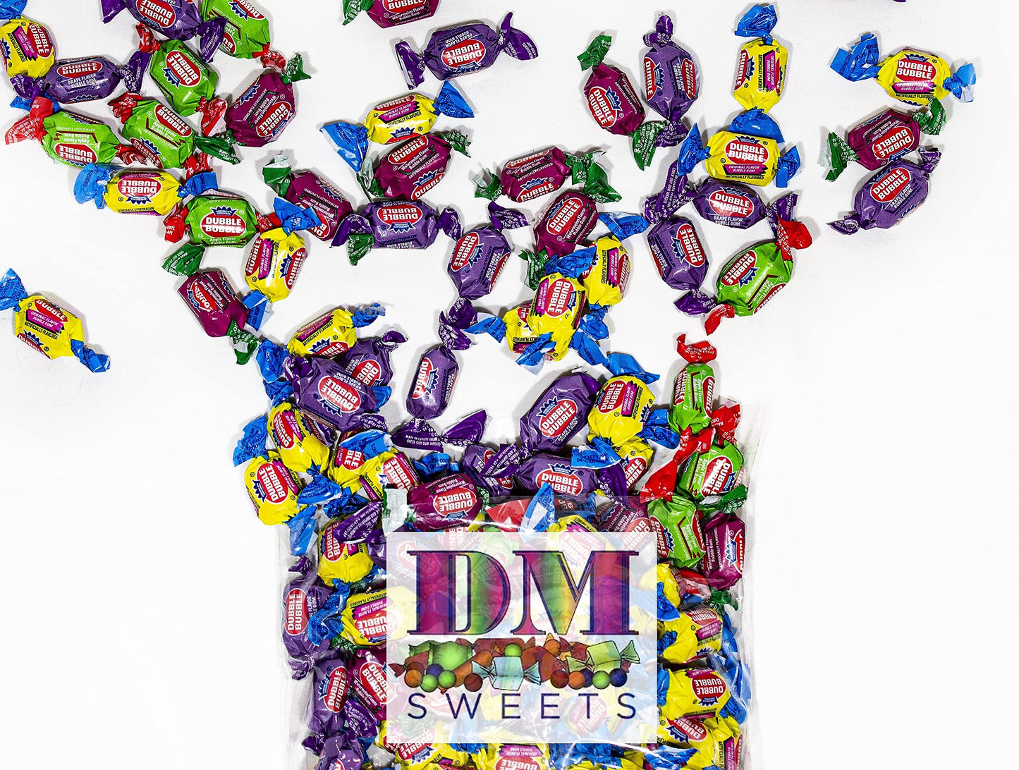 4 Flavor Gum - 2 Lbs Of Assorted Apple Watermelon Grape Original Individually Wrapped Fresh Bubble Gum
