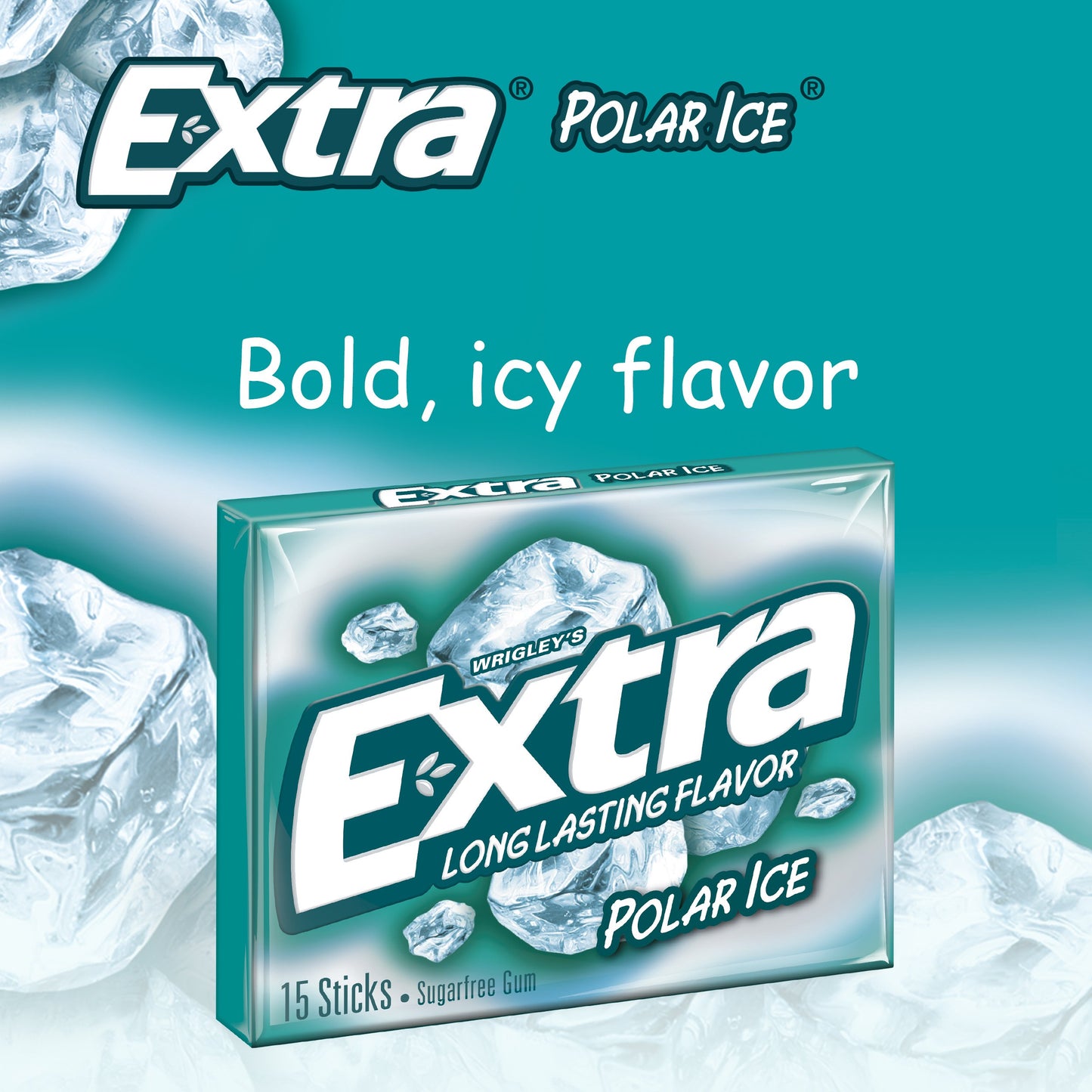 Extra, Polar Ice Sugarfree Gum, 45 ct (Pack of 2)