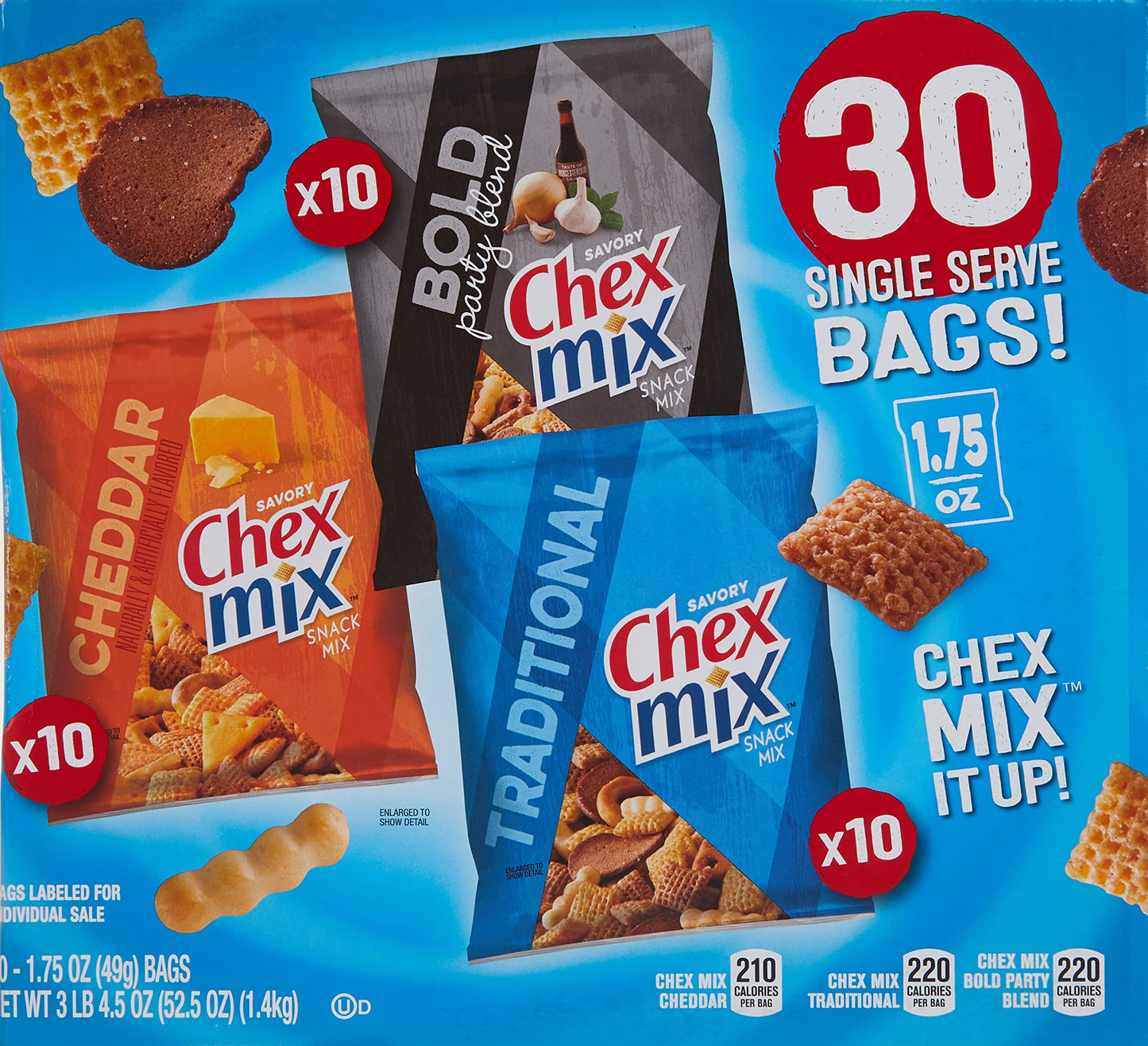 Chex Mix Classics Snack Mix, 1.75 Ounce (Pack Of 30)