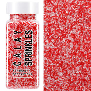 Red and White Sanding Sugar Sprinkles, 4.6 oz Edible Sparkling Sugar Crystals for Baking Topping, Cupcakes, Cookies, Ice Cream &