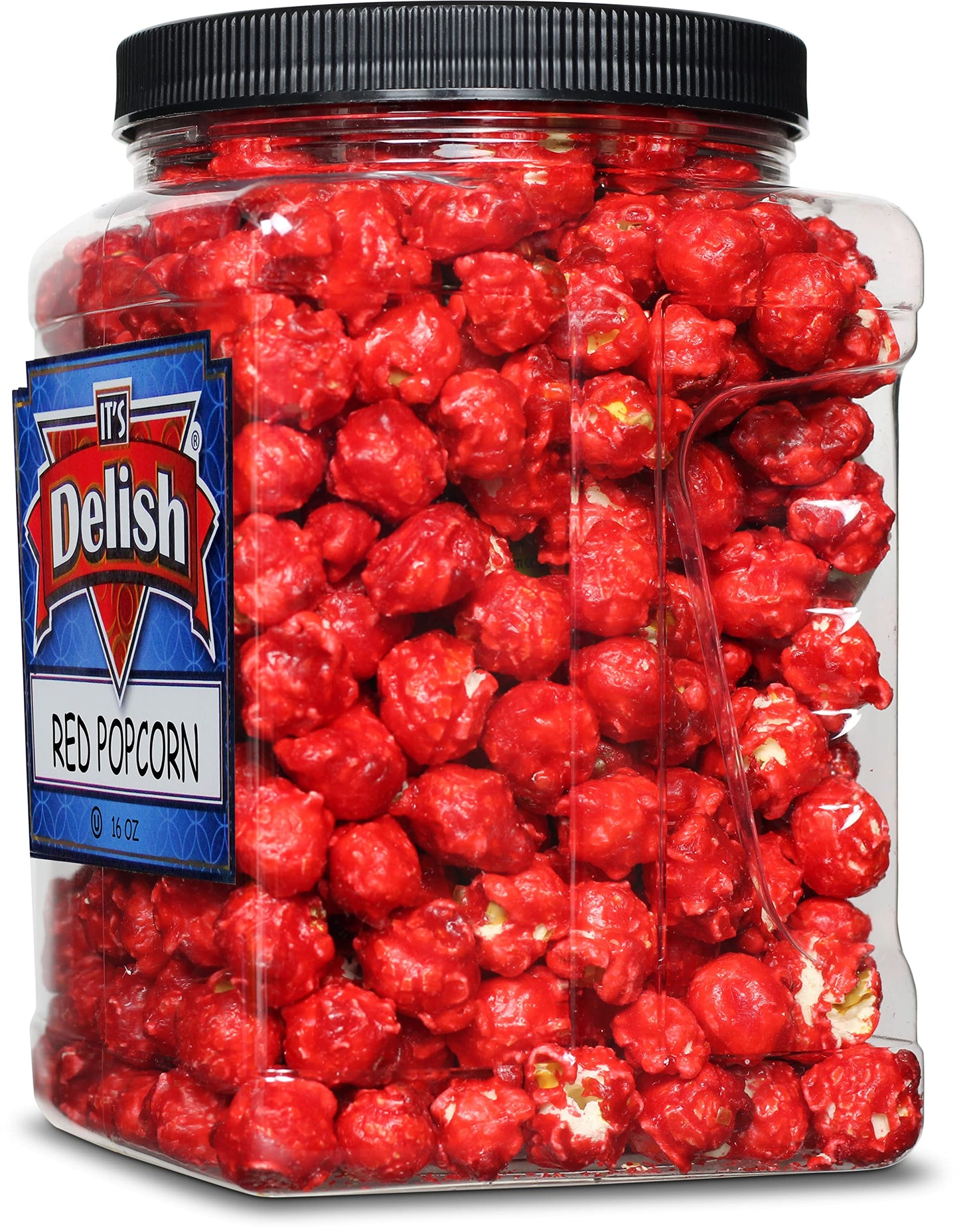 Gourmet Red Cherry Flavored Popcorn by Its Delish, 16 Oz Jumbo Container | Bulk Air Popped Pop Corn Snack - Fruity Red Themed C