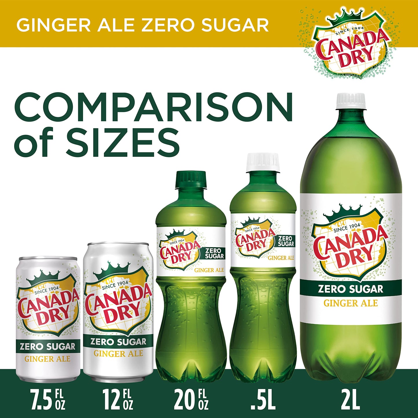 Canada Dry Zero Sugar Ginger Ale Soda, 12 fl oz cans, 12 pack, Model 078000148169
