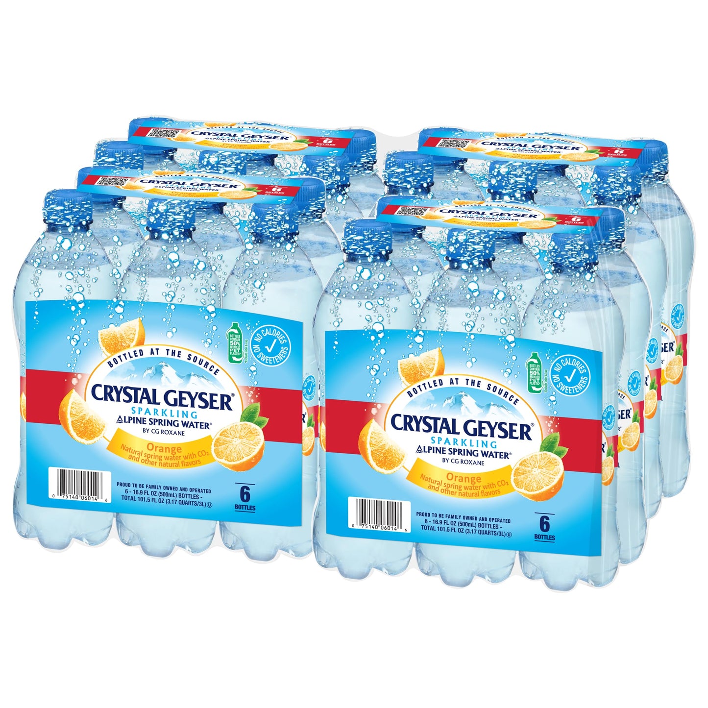 Crystal Geyser Sparkling Orange Alpine Natural Spring Water, 24-Pack, 16.9oz Bottles, Zero Calories and No Sweeteners, Naturally