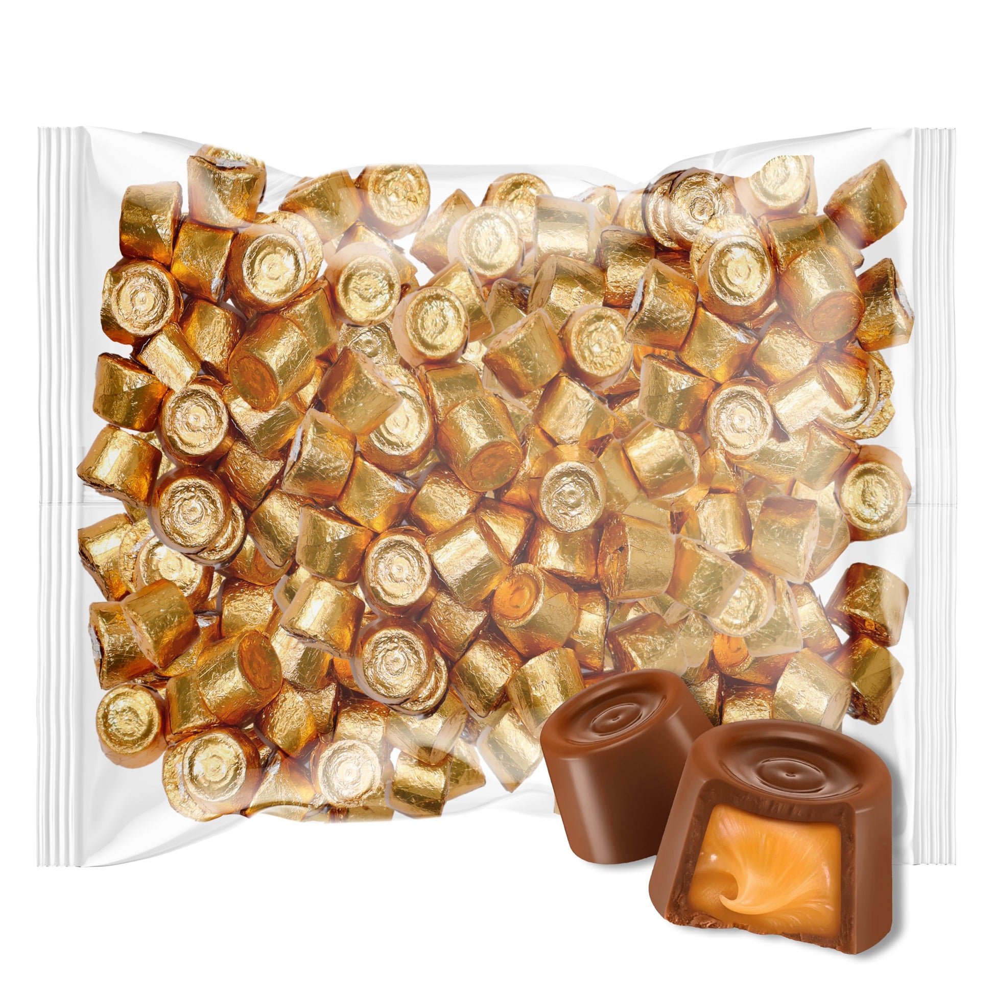 Buha Sweets Caramel Chocolate Candy - Individually Wrapped, 1 Lb Bag, Brown, Approx 62 Pieces