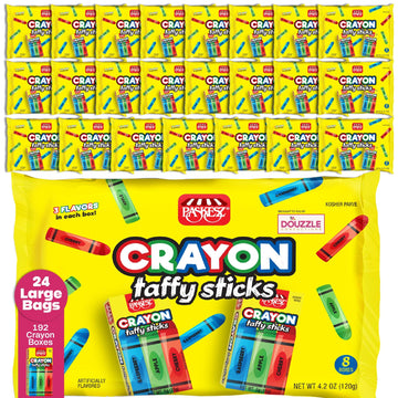 DOUzzle Holiday Christmas Treats, Edible Crayons Taffy Sticks Candy for Marines MRE, Funny Gag Gift & School (8 Count, 24 Pack) 