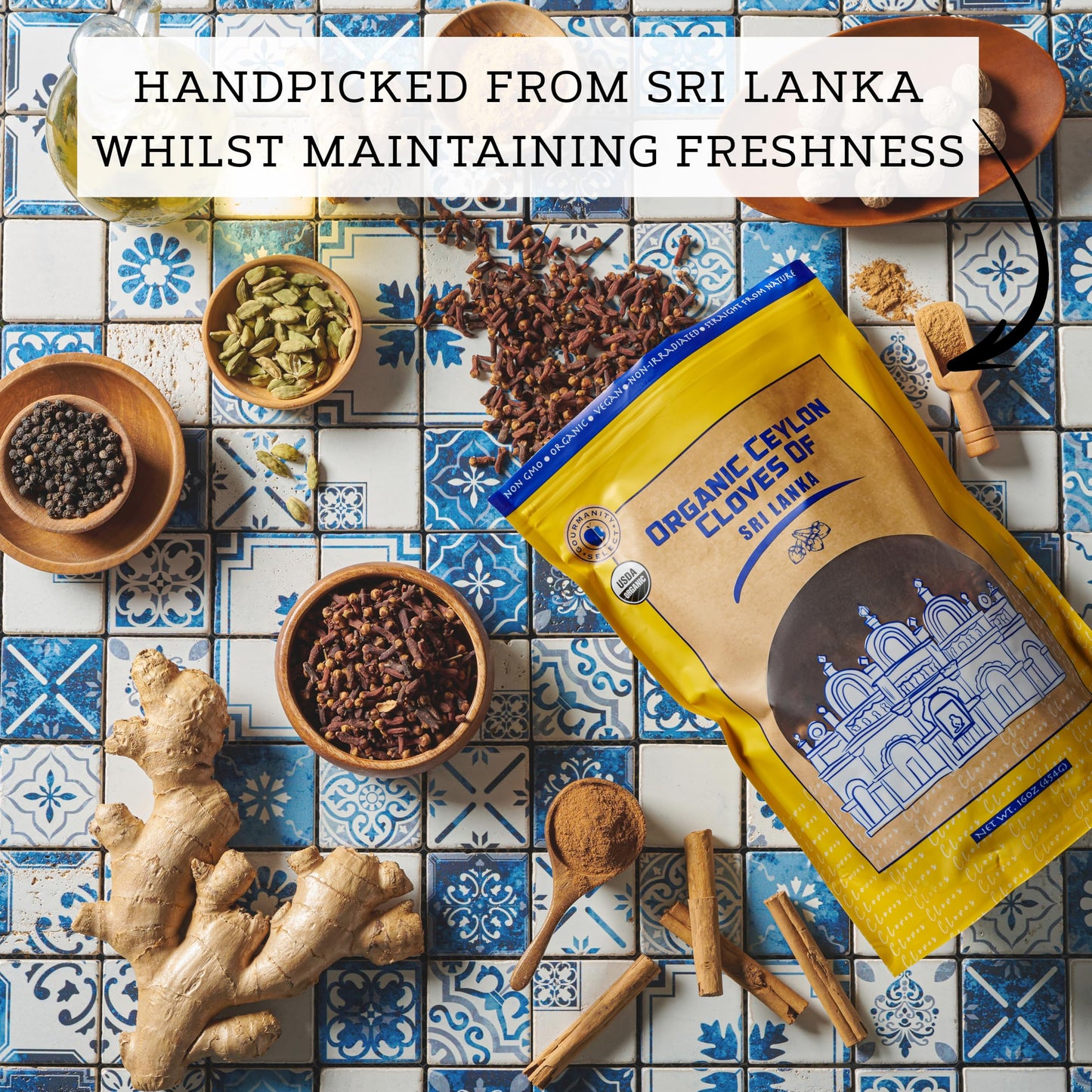 Gourmanity Select Organic Whole Cloves, Hand Picked in Sri Lanka for a Distinct Ceylon Aroma and Taste, Non GMO, Non Irradiated,