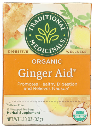 Traditional Medicinals Organic Ginger Aid Herbal Tea - 16 Tea Bags, Promotes Healthy Digestion, Pack of 1