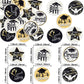 Ephlyn Graduation Cupcake Toppers, 54 Pcs, Wafer Paper, Black, 1.8cm & 4.6cm, Grad Cap & Diploma Decorations for Class of