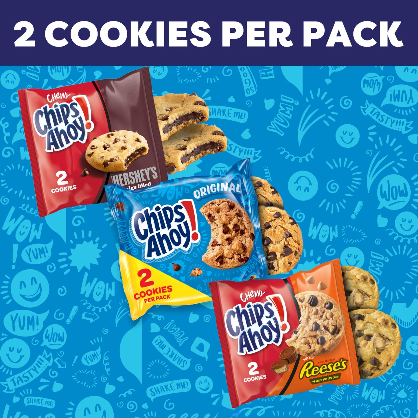 CHIPS AHOY! Cookies Variety Pack, Original Chocolate Chip, Chewy Chocolate Chip with Reese s Peanut Butter Cups & Chewy Hershey