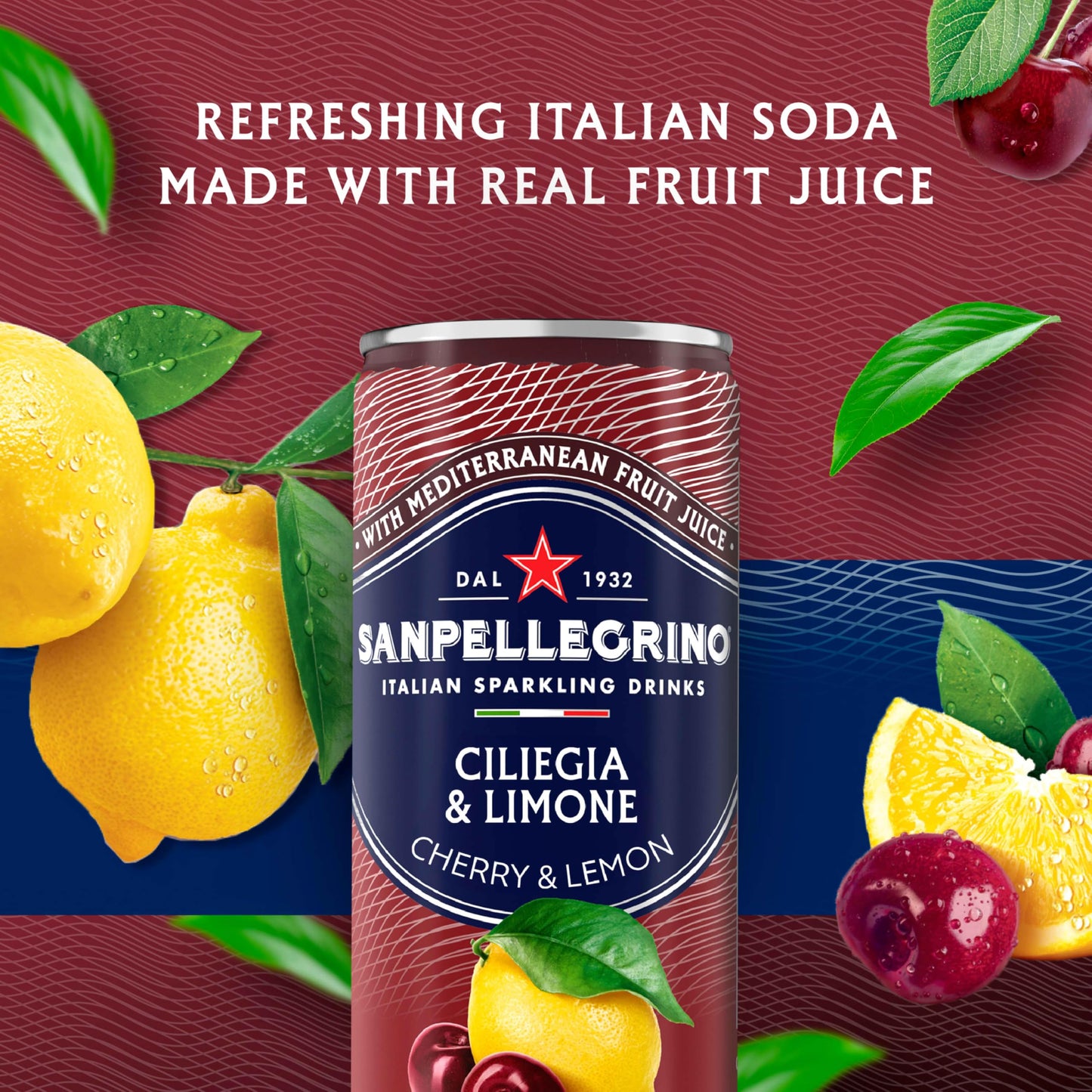 Sanpellegrino Italian Sparkling Drink Ciliegia and Limone, Sparkling Cherry and Lemon Beverage, 6 Pack