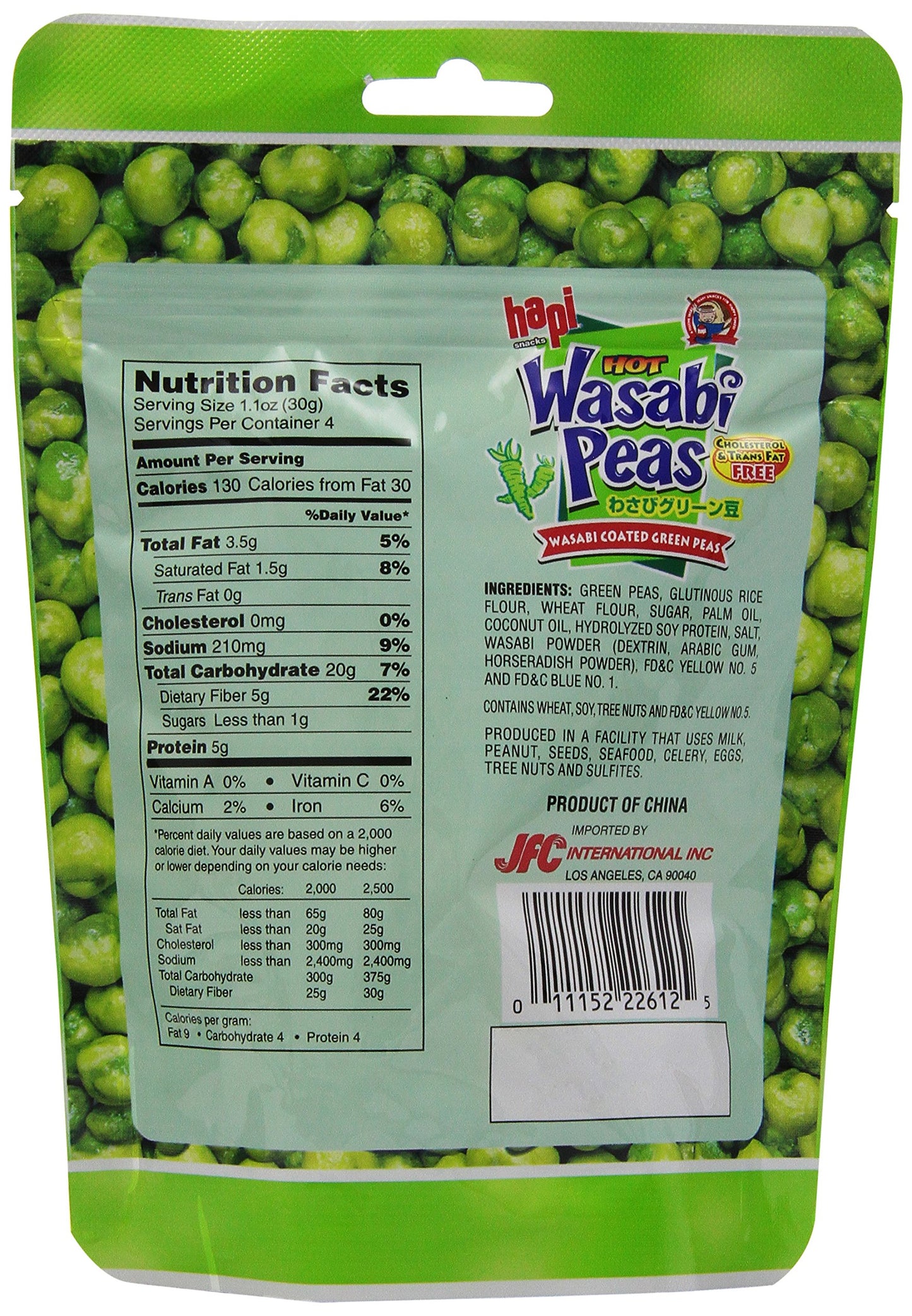 Hapi Wasabi Pea Pouch, 4.23 Ounce (Pack of 12)