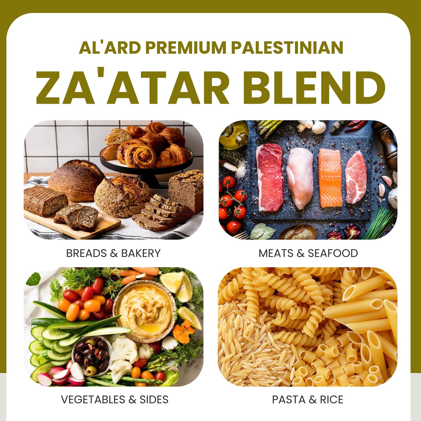 AlArd Premium Zaatar Spice Blend - Thyme, Sesame, Sunflower Oil & Salt - 16oz/1lb
