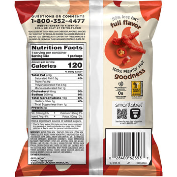 Lay'S Baked Cheetos Oven Baked Crunchy Whole Grain Flamin' Hot Cheese Flavored Snacks, 0.875 Ounce (Pack Of 104)