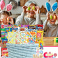 Easter Blue Oval Willow Basket (70 Ct) Filled With Treats, Snacks, Candy, Peelable Gummies, Marshmallow Gummies, Bunny And More,
