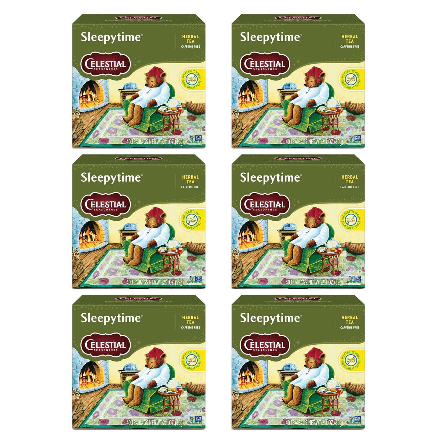 Celestial Seasonings Sleepytime Herbal Tea, Caffeine Free, 40 Tea Bags, Box of 6