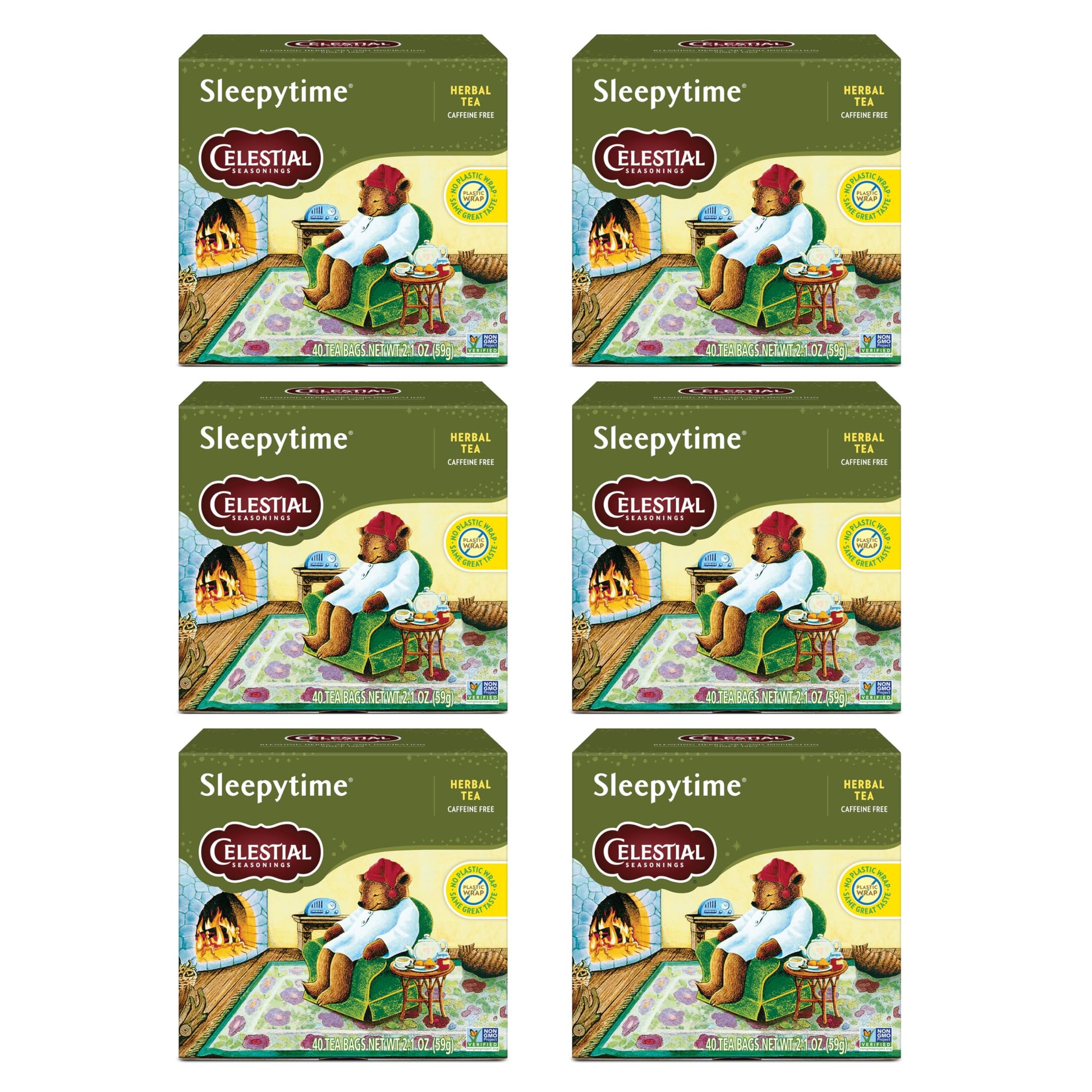 Celestial Seasonings Sleepytime Herbal Tea, Caffeine Free, 40 Tea Bags, Box of 6