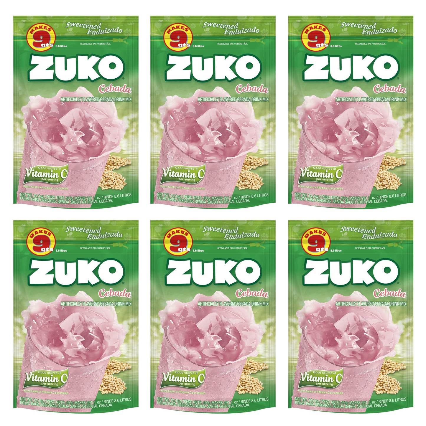 Zuko Cebada Instant Powder Drink | Family Pack | No Sugar Needed | Vitamin C | 14.1 Ounce (Pack of 6)