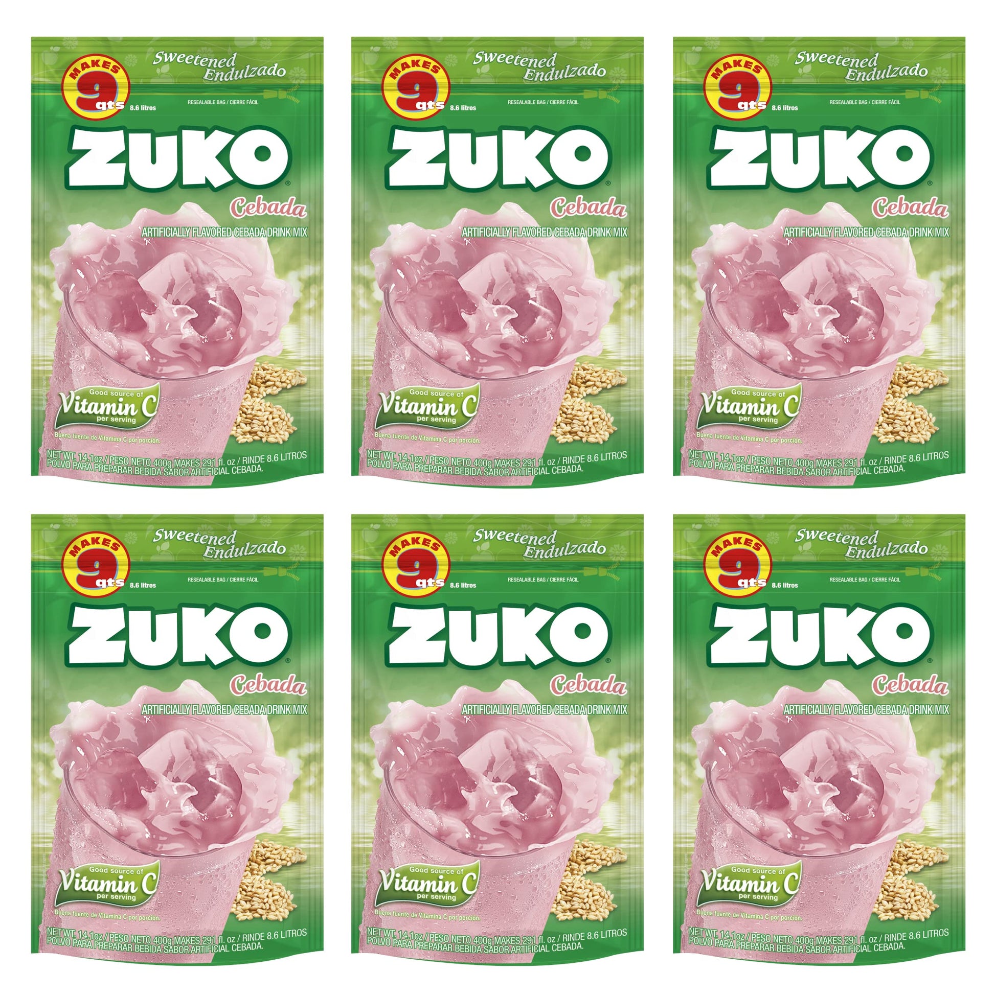 Zuko Cebada Instant Powder Drink | Family Pack | No Sugar Needed | Vitamin C | 14.1 Ounce (Pack of 6)