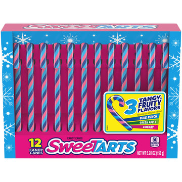 Sweetarts Holiday Candy Canes, Christmas Stocking Stuffers Box For Kids, Multicolor, Assorted, 5.28 Oz, 12 Count