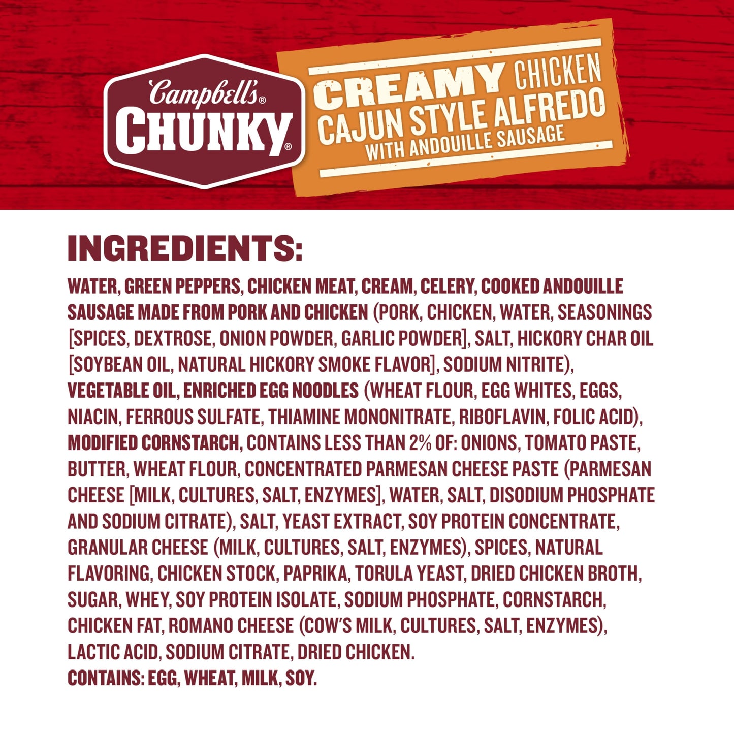Campbell'S Chunky Creamy Chicken Cajun Style Alfredo With Andouille Sausage Soup, 18.8 Oz Can (12 Pack)