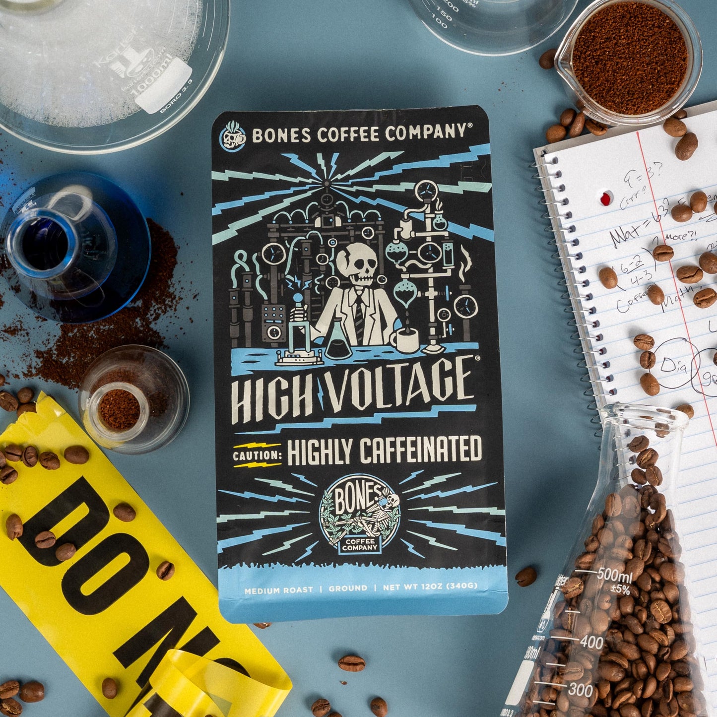 Bones Coffee Company High Voltage Ground Coffee Beans Highly Caffeinated, Low Acid Flavored Coffee, Made With Arabica Coffee Bea