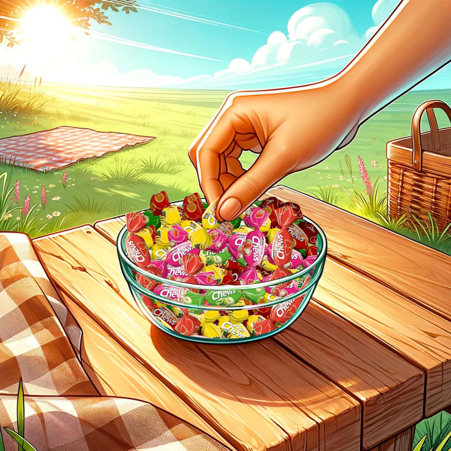 Candy Break Toffix Fruit Chews With Assorted Fruit Flavored Filling 2.2 Lb Bag - Strawberry, Apple, Watermelon, Cherry, Pineappl