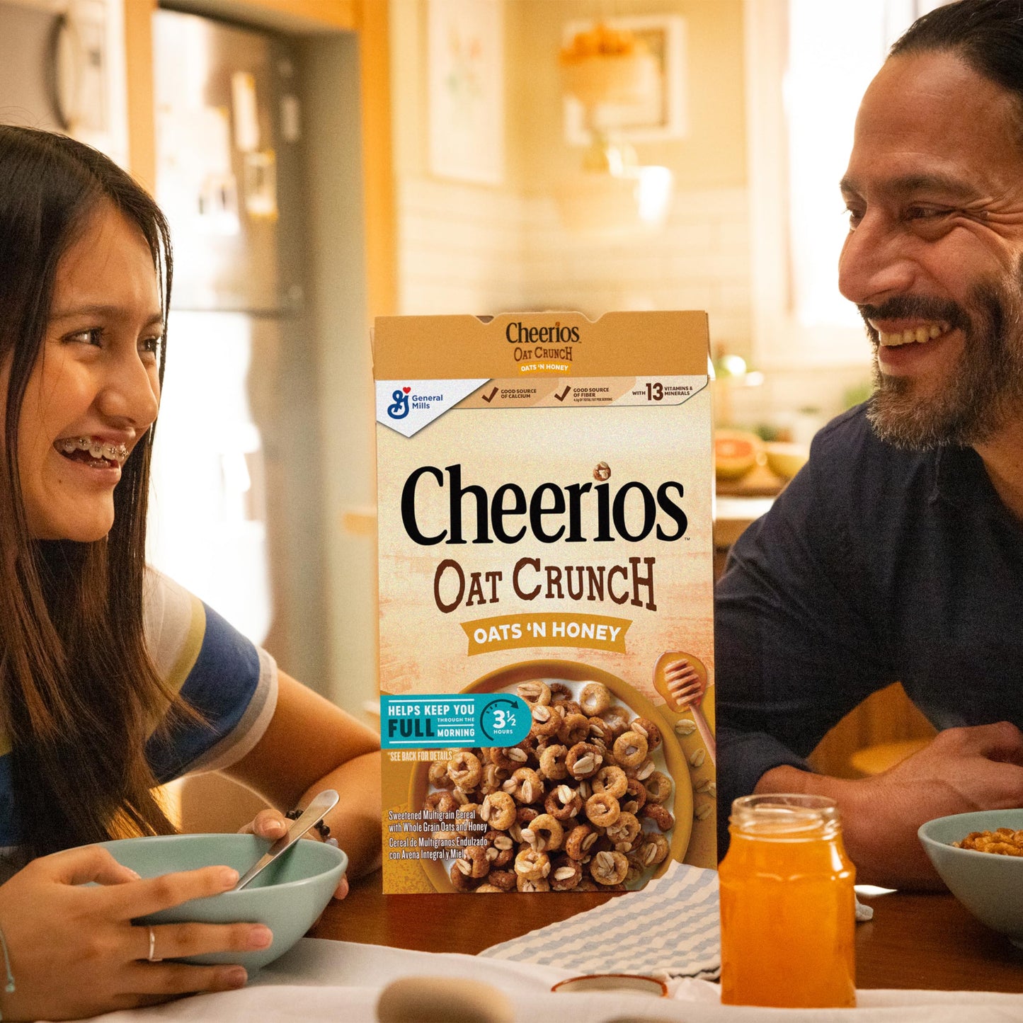 Cheerios Oat Crunch Oats 'N Honey Breakfast Cereal, Made With Whole Grain, Family Size, 24 Oz