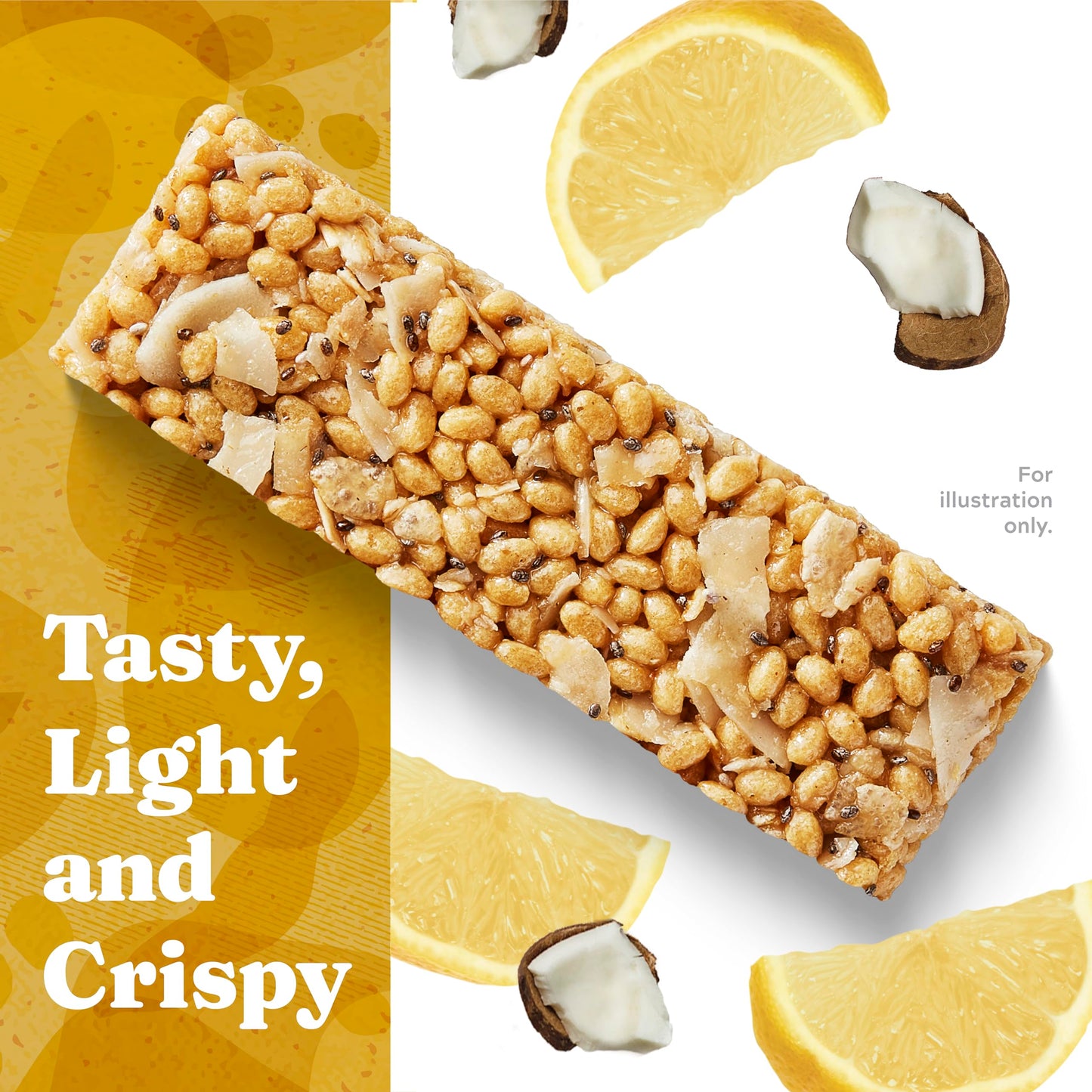 Simply Protein Lemon Coconut Crispy Bars - Plant Based, Low Carb, Vegan - 8 Count