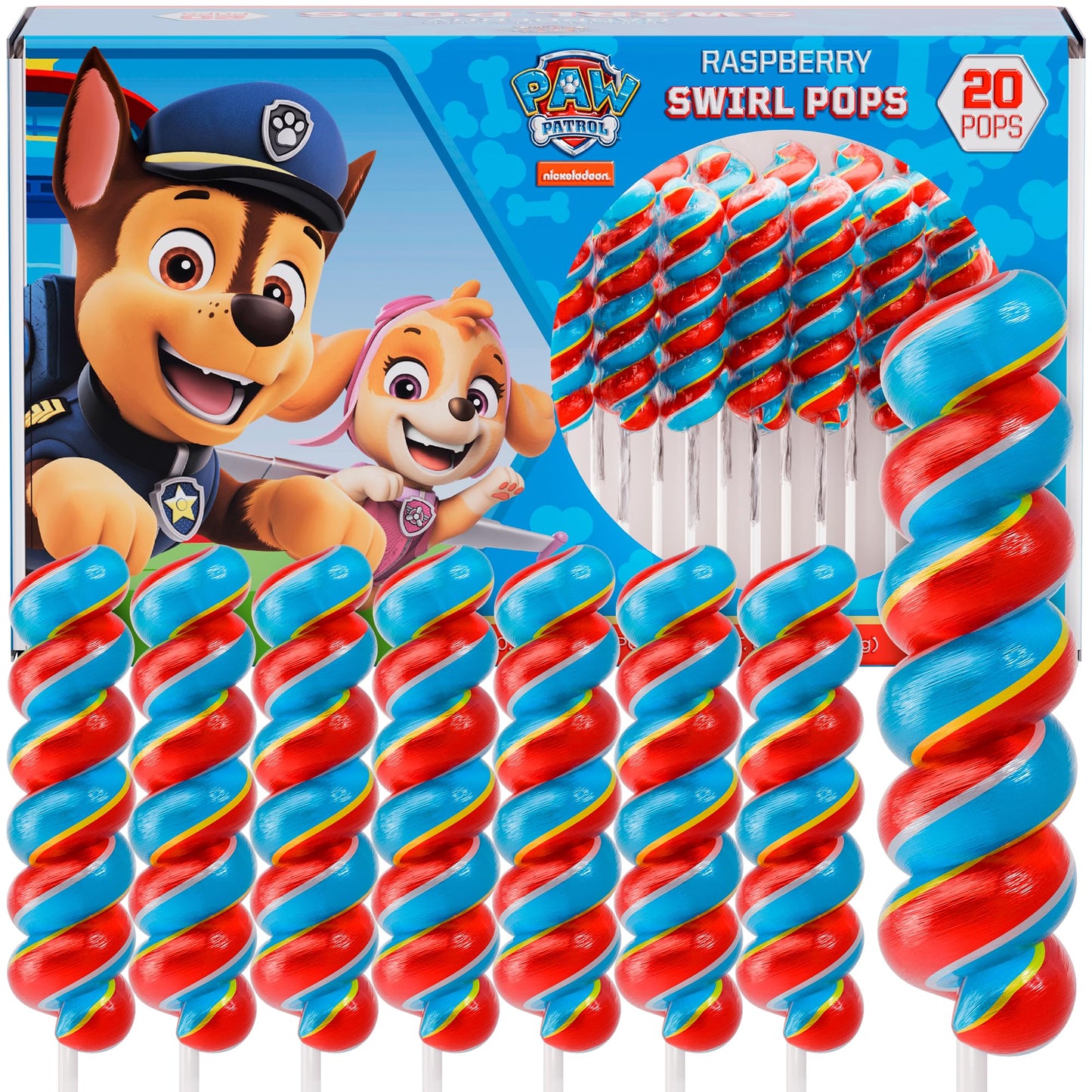 Paw Patrol Swirl Lollipops 20Pk- Paw Patrol Lollipops For Paw Patrol Party Favors - Paw Patrol Candy For Paw Patrol Birthday Dec