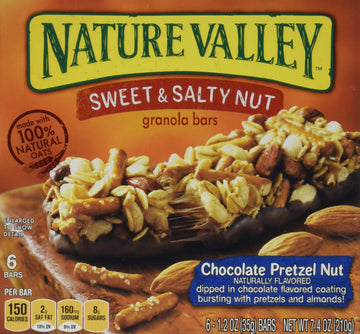 Nature Valley Granola Bars Sweet & Salty Chocolate Pretzel Nut 7.4oz Box Pack of 4