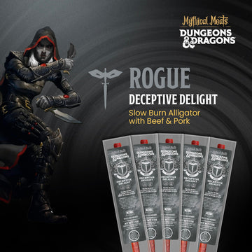 Mythical Meats Dungeons & Dragons Deceptive Delight (Rogue) - 12 Jerky Sticks - Slow Burn Alligator With Beef & Pork Stick, Glut