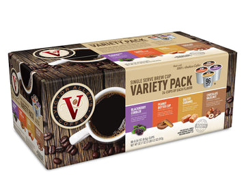 Victor Allens Coffee Sweet and Salty Flavored Coffee Variety Pack, 96 Count Single Serve Pods for Keurig, Brown