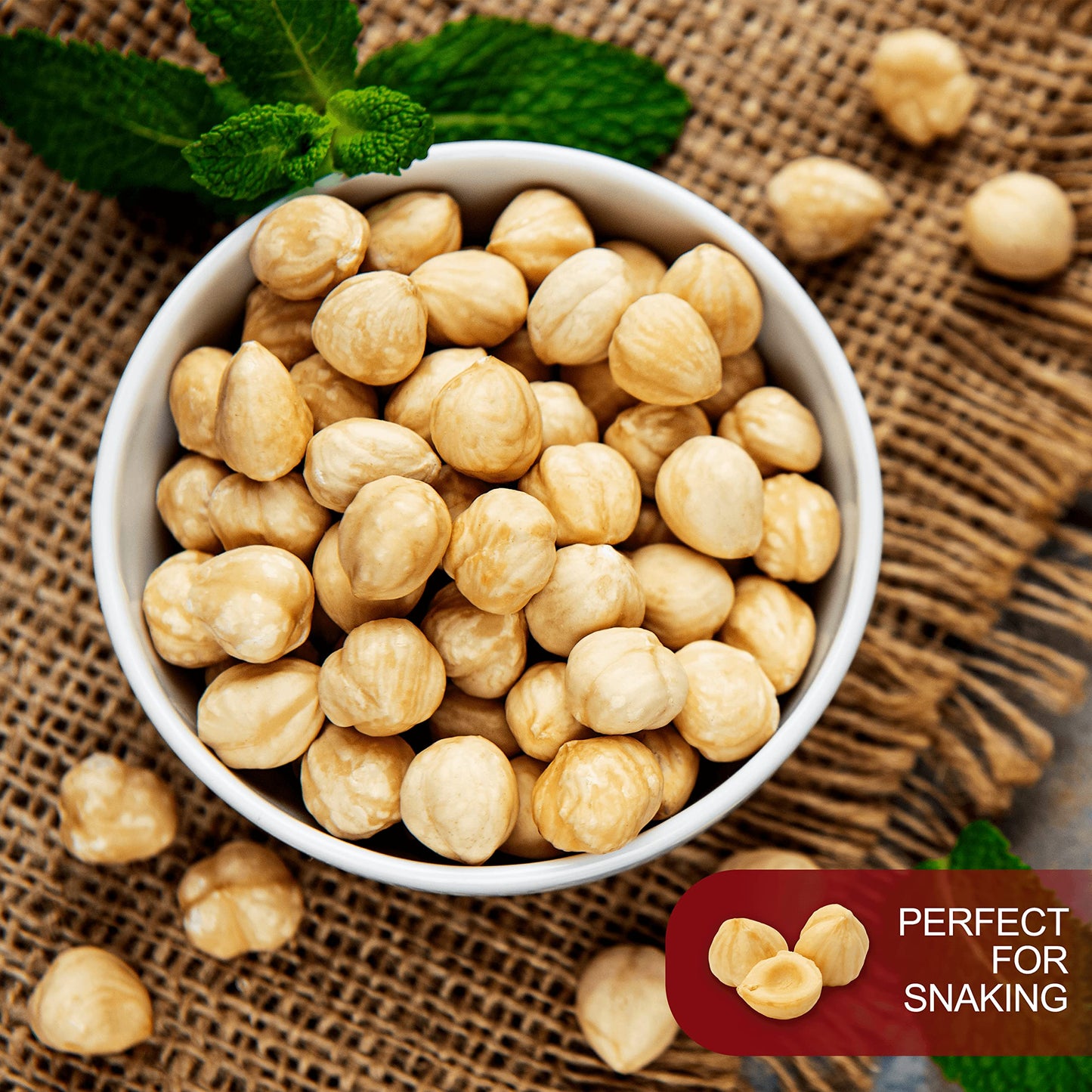 We Got Nuts Blanched Hazelnuts Filberts, Dry Roasted Unsalted - No Shell - Packed Fresh in Resealable Bag (16oz - 1 Pound Bag)