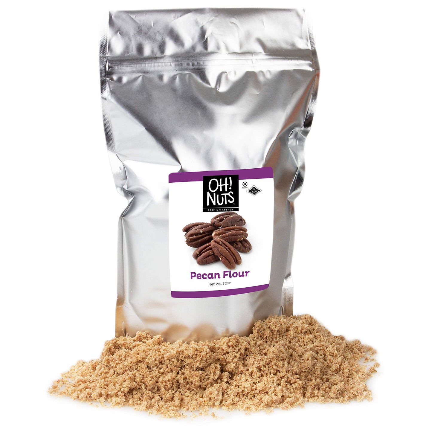 Oh! Nuts Ground Pecan Flour | 2lb Bulk Bag Fresh Keto-Friendly All Natural Nut Meal Substitute for Gluten-Free Baking, Certified