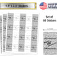60Th Anniversary Miniatures Candy Bar Wrapper, (Set Of 60) Mini Candy Chocolate Bar Stickers; Silver And White, Candy Not Includ