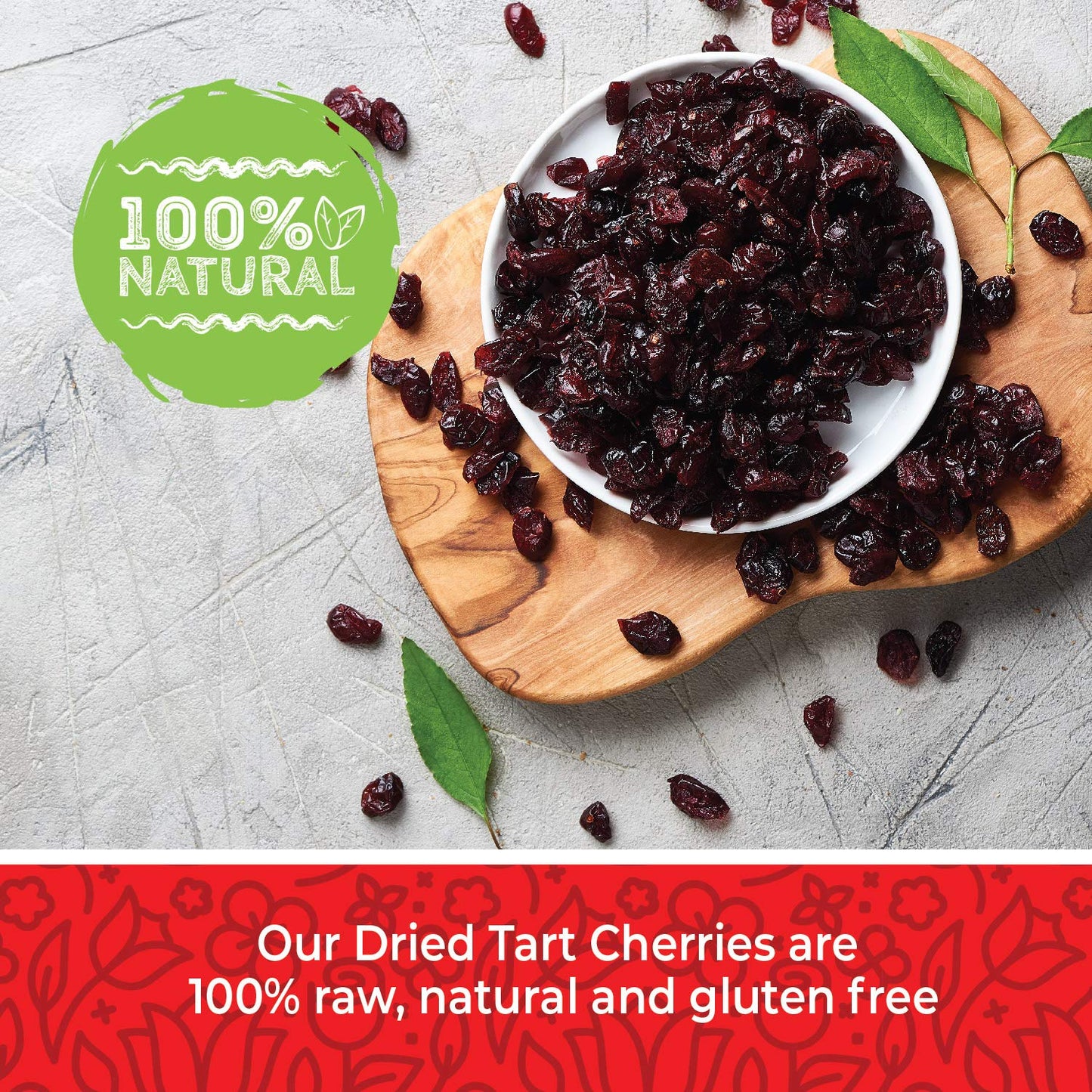 Herbaila Dried Tart Cherries, Montmorency Sour Cherries, 1 Pound Pack, All-Natural