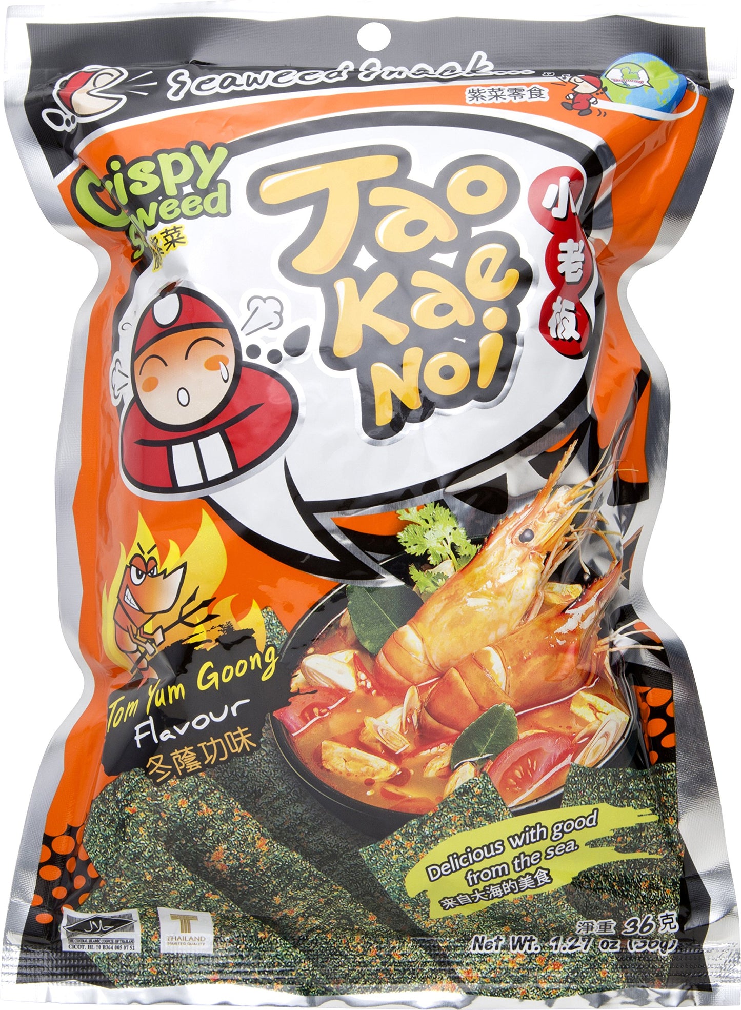 Tao Kae Noi Crispy Seaweed Tom Yum Goong, 1.27 Oz (Pack Of 6)