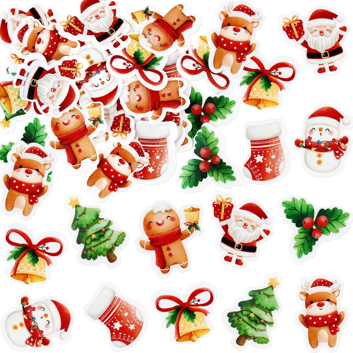 Ercadio 40 Pcs Edible Merry Christmas Cupcake Toppers Santa Claus Christmas Tree Snowman Cupcake Drink Topper Picks For Celebrating Merry Christmas Theme New Year Holiday Party Cake Decorations