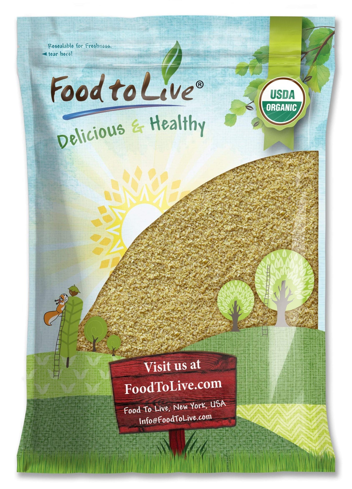 Food to Live Organic Bulgur Wheat, Non-GMO, 15 Pound (Pack of 1), High in Dietary Fiber, Kosher, Coarse Groats