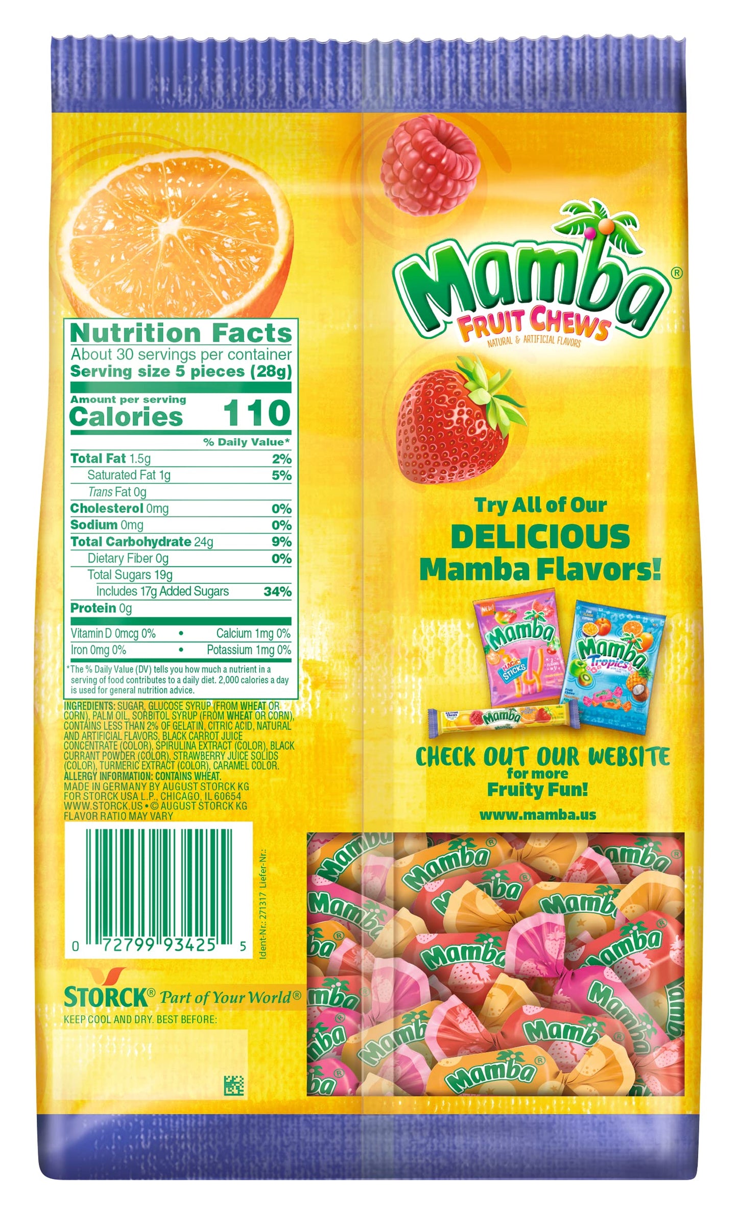 Mamba Fruit Chews Candy, 30 Oz Bag