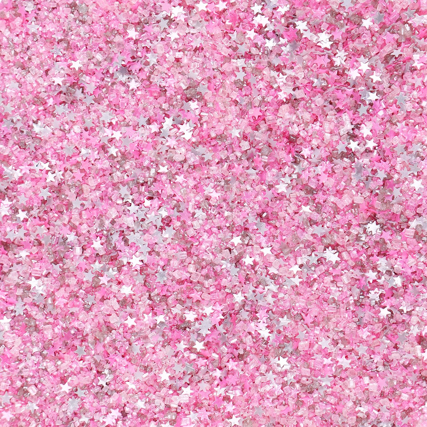 Sanding Sugar Edible Silver Glitter Stars Mix, Edible Pink Sugar Sprinkles For Cake Decorating, Sparkling Edible Pink Sanding Su