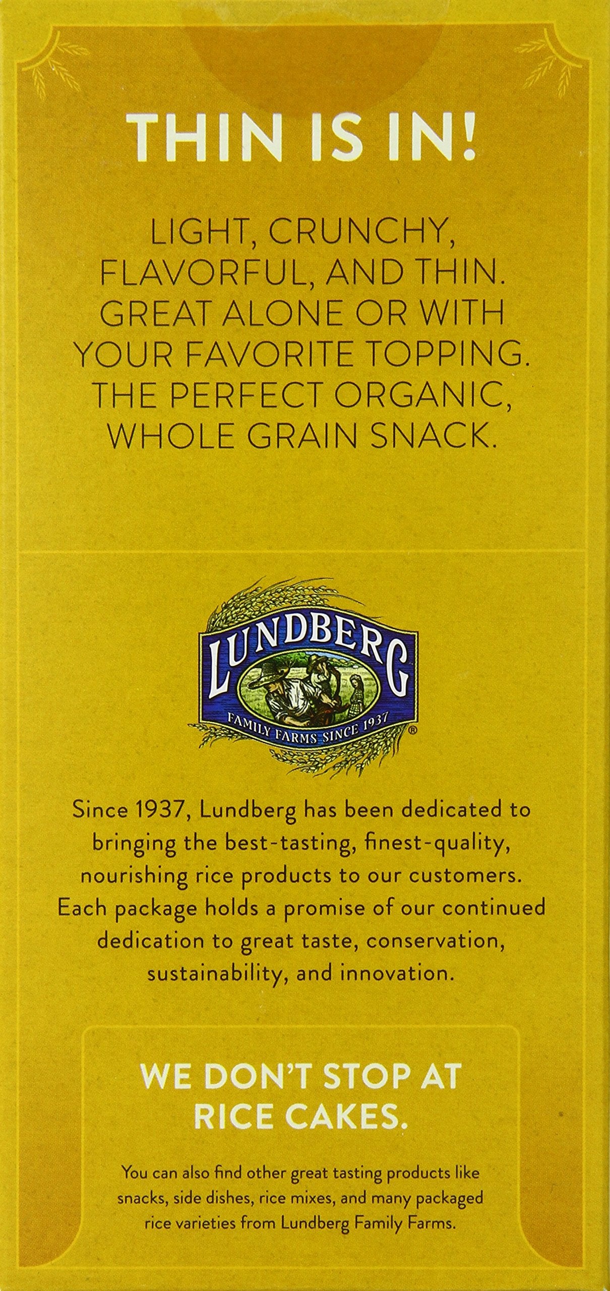 Lundberg Family Farms Organic Thin Stackers Grain Cakes, Brown Rice Salt Free, 5.9 Ounce (Pack Of 12)