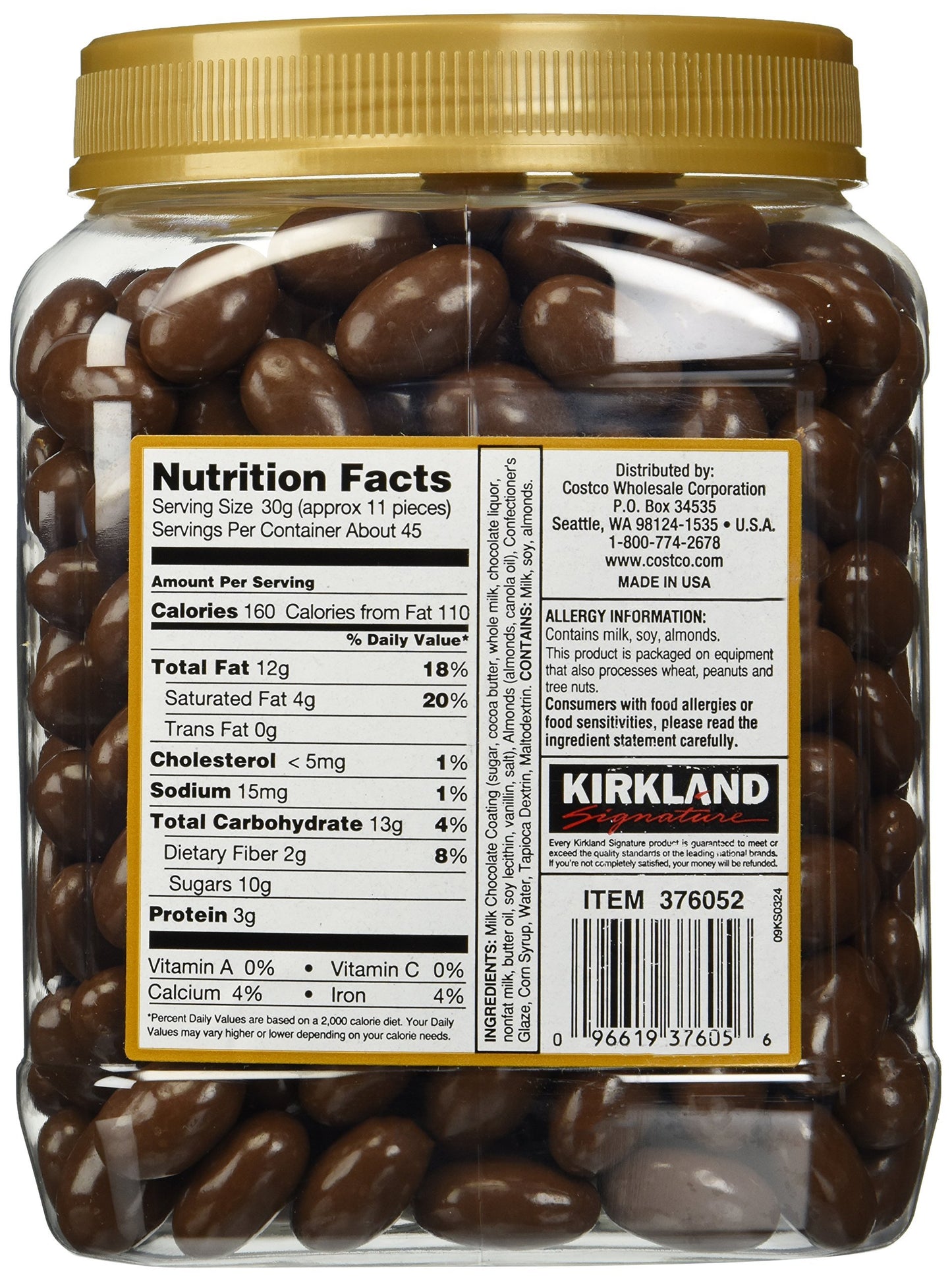 Kirkland Signature, Milk Chocolate Almonds, (Family Bundle), 1.36 Kg
