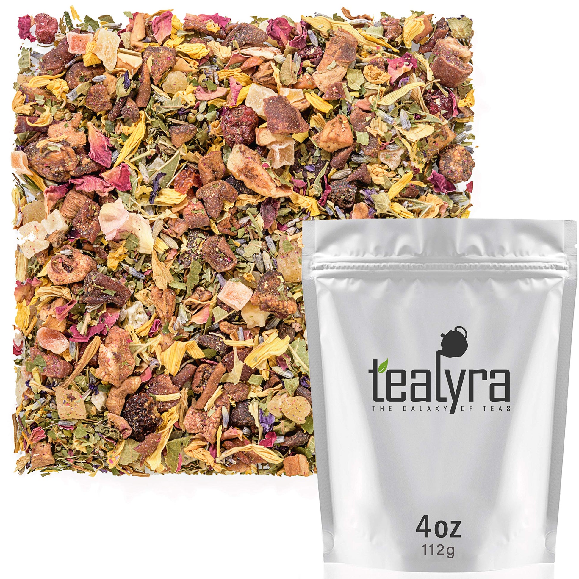 Tealyra Lavender Peach Herbal Tea - Caffeine Free, Calming, Digestive - 4 Ounce (Pack of 1)
