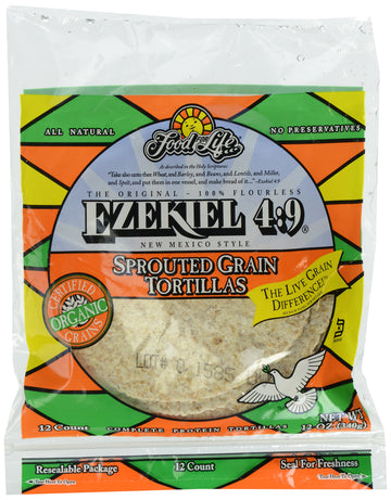 Food For Life, Organic Ezekiel 6 inch Sprouted Grain Tortillas,1 pack of 12 Tortillas,12 oz (Frozen)