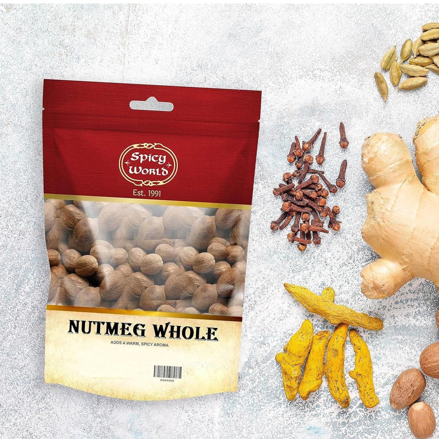 Spicy World Whole Nutmeg 12 Ounce Bag - 60+ Pieces! - Pure  Non-GMO  All Natural  Vegan